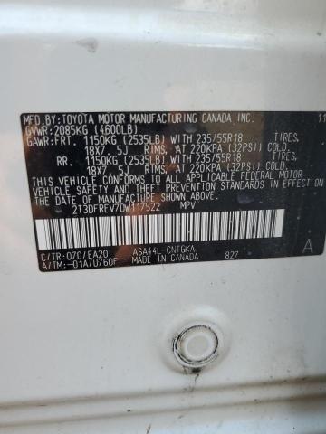 2T3DFREV7DW117522 - 2013 TOYOTA RAV4 LIMITED WHITE photo 12