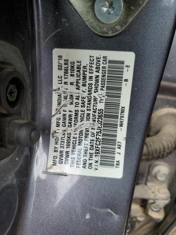 19XFC2F75JE023655 - 2018 HONDA CIVIC EX GRAY photo 12