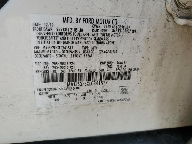 MAJ3S2FEXLC341517 - 2020 FORD ECOSPORT S თეთრი ფოტო 13