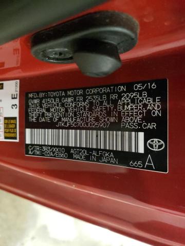 JTKJF5C70GJ025907 - 2016 TOYOTA SCION TC 红色 照片 12