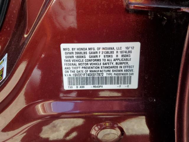 19VDE1F74DE017872 - 2013 ACURA ILX 20 TECH BURGUNDY photo 12