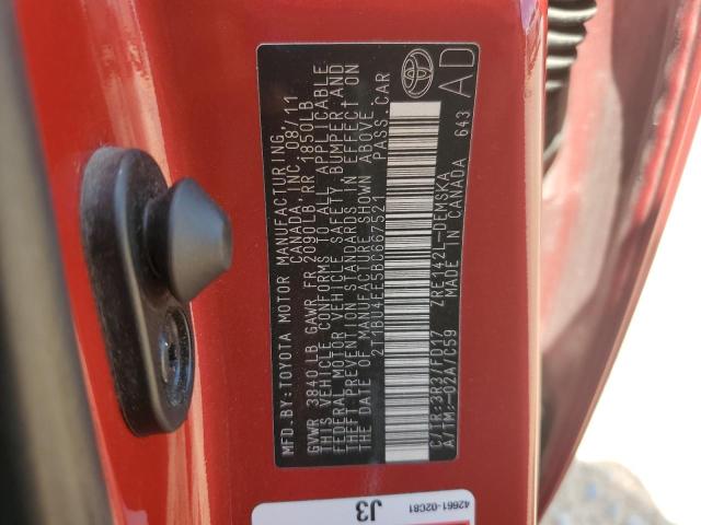 2T1BU4EE5BC667521 - 2011 TOYOTA COROLLA BASE 红色 照片 12