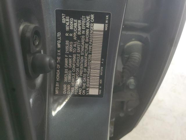 SHHFK7H54HU221299 - 2017 HONDA CIVIC EX GRAY photo 12