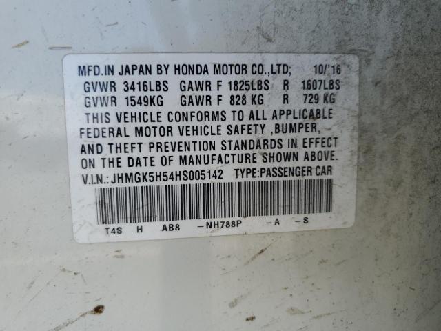 JHMGK5H54HS005142 - 2017 HONDA FIT LX WHITE photo 12