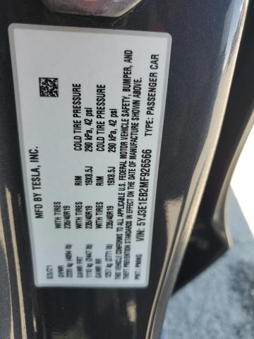 5YJ3E1EB2MF926566 - 2021 TESLA MODEL 3 GRAY photo 13