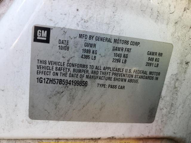 1G1ZH57B594199856 - 2009 CHEVROLET MALIBU 1LT 白色 照片 12