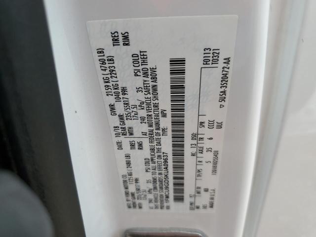 1FMCU9GD5KUA09637 - 2019 FORD ESCAPE SE თეთრი ფოტო 13