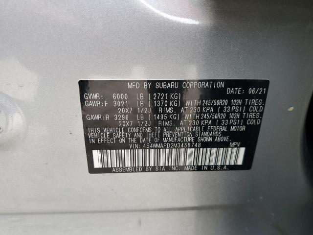 4S4WMAPD2M3458748 - 2021 SUBARU ASCENT LIMITED GRAY photo 13