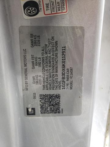 1G1FB3DX6K0112911 - 2019 CHEVROLET CAMARO LS 银色 照片 12