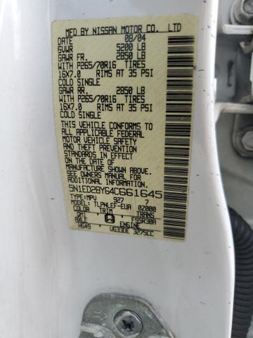 5N1ED28Y64C661645 - 2004 NISSAN XTERRA XE WHITE photo 12