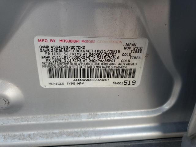 JA4AS2AW8BU024257 - 2011 MITSUBISHI OUTLANDER ES Արծաթագույն լուսանկար 13