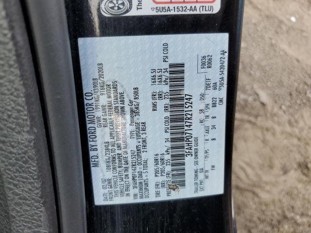 3FAHP07147R215247 - 2007 FORD FUSION SE BLACK photo 12