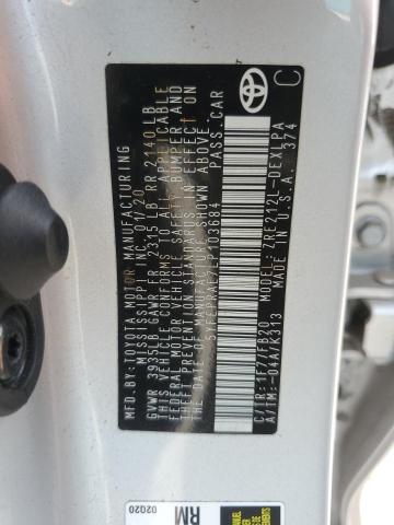 5YFEPRAE7LP103684 - 2020 TOYOTA COROLLA LE Plata foto 12