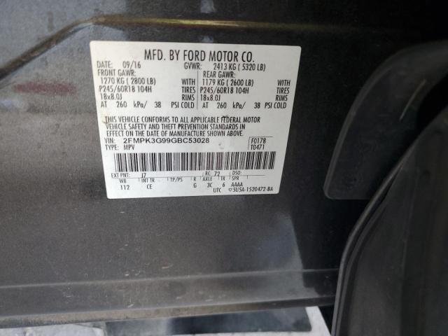 2FMPK3G99GBC53028 - 2016 FORD EDGE SE CHARCOAL photo 12