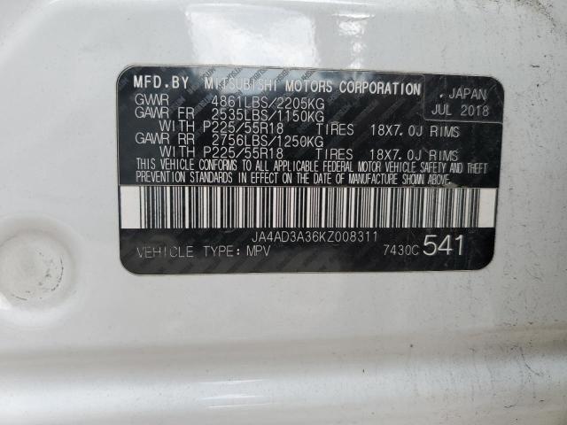 JA4AD3A36KZ008311 - 2019 MITSUBISHI OUTLANDER SE Blanco foto 13