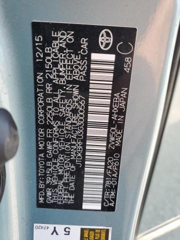 JTDKBRFU3G3000567 - 2016 TOYOTA PRIUS ვერცხლისფერი ფოტო 13