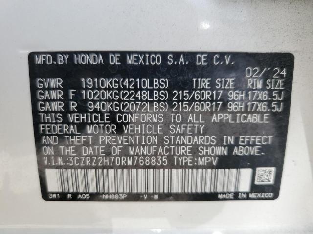 3CZRZ2H70RM768835 - 2024 HONDA HR-V EXL თეთრი ფოტო 14