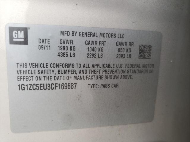 1G1ZC5EU3CF169687 - 2012 CHEVROLET MALIBU 1LT 奶油色 照片 12