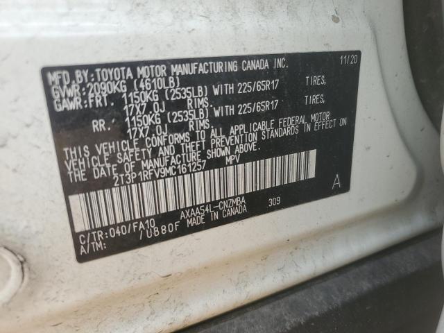 2T3P1RFV9MC161257 - 2021 TOYOTA RAV4 XLE WHITE photo 13