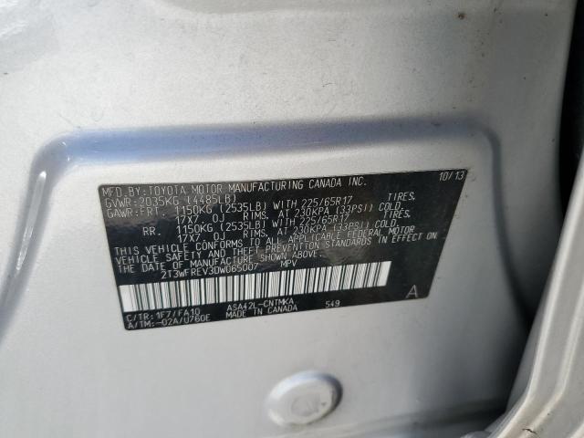 2T3WFREV3DW065007 - 2013 TOYOTA RAV4 XLE SILVER photo 13