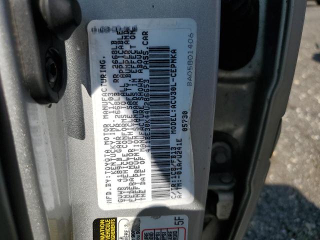 4T1BE30K44U286653 - 2004 TOYOTA CAMRY LE SILVER photo 12