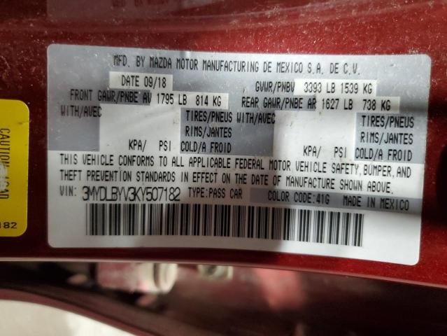 3MYDLBYV3KY507182 - 2019 TOYOTA YARIS L 红色 照片 12