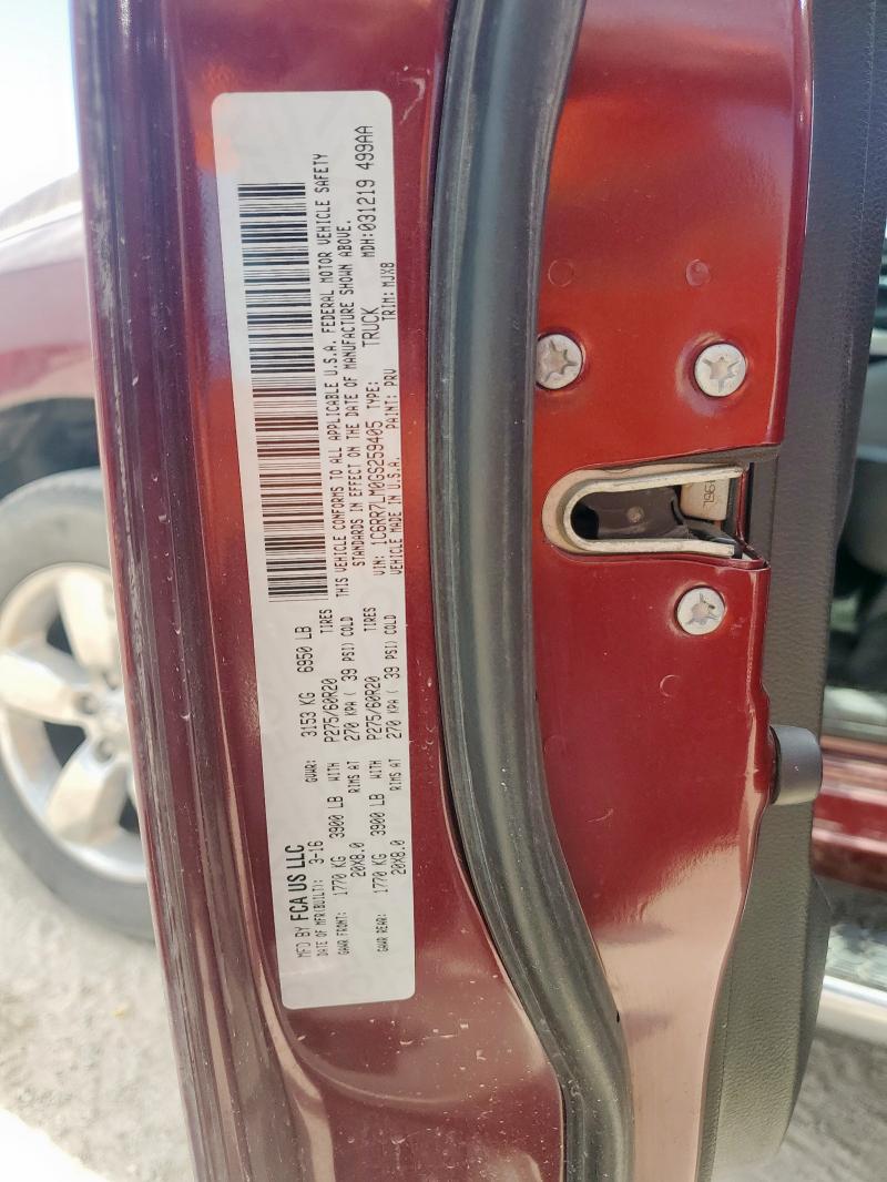 1C6RR7LM0GS259405 - 2016 RAM 1500 SLT Tünd qırmızı foto 12