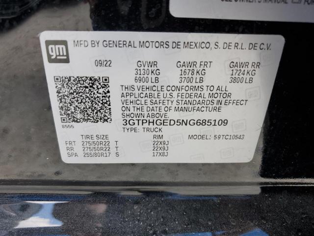 3GTPHGED5NG685109 - 2022 GMC SIERRA C1500 DENALI BLACK photo 12