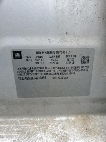 1G1JA5SHXF4210830 - 2015 CHEVROLET SONIC LS 银色 照片 12