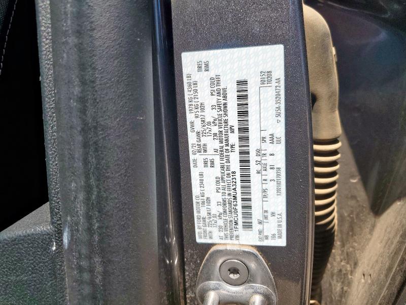 1FMCU0F63MUA32318 - 2021 FORD ESCAPE S 石墨色 照片 13