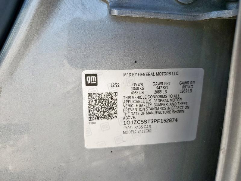 1G1ZC5ST3PF152874 - 2023 CHEVROLET MALIBU LS 灰色 照片 12