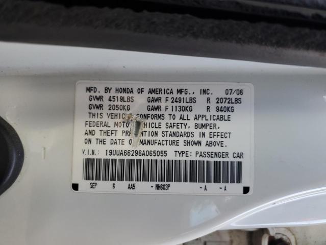 19UUA66296A065055 - 2006 ACURA 3.2TL WHITE photo 12