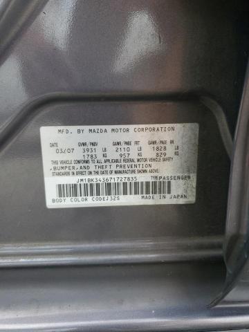 JM1BK343671727835 - 2007 MAZDA 3 HATCHBACK GRAY photo 12