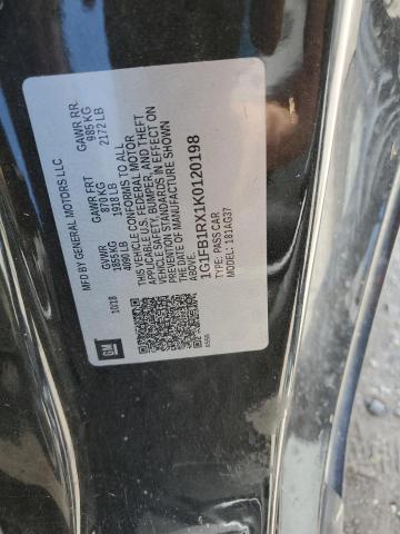 1G1FB1RX1K0120198 - 2019 CHEVROLET CAMARO LS BLACK photo 12