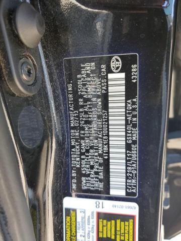 4T1BK1EB1DU021257 - 2013 TOYOTA AVALON BASE 黑色 照片 12