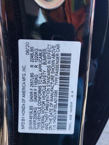 1HGCV3F55LA013085 - 2020 HONDA ACCORD HYBRID EXL BLACK photo 12