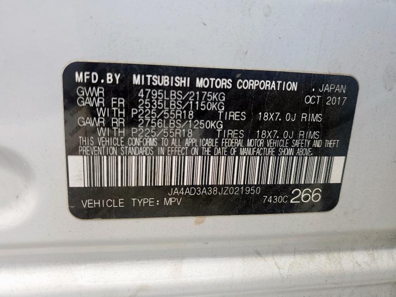 JA4AD3A38JZ021950 - 2018 MITSUBISHI OUTLANDER SE თეთრი ფოტო 13