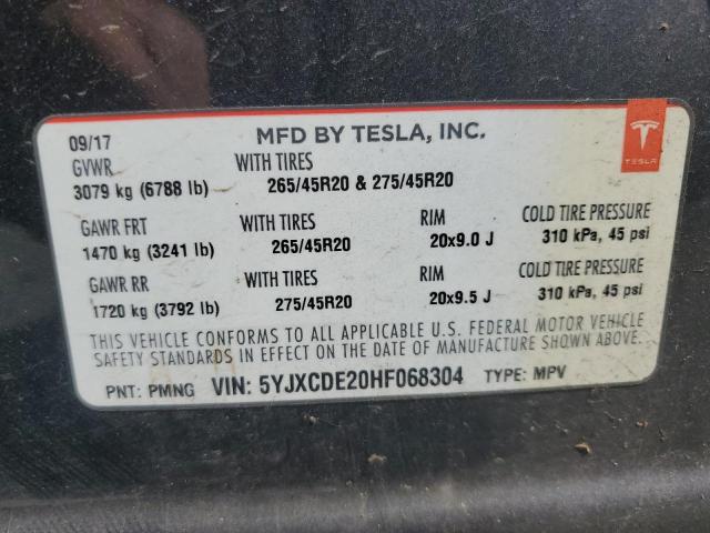 5YJXCDE20HF068304 - 2017 TESLA MODEL X 灰色 照片 13