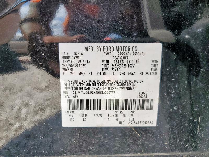 2LMTJ6LRXGBL56777 - 2016 LINCOLN MKX RESERVE Qara foto 13