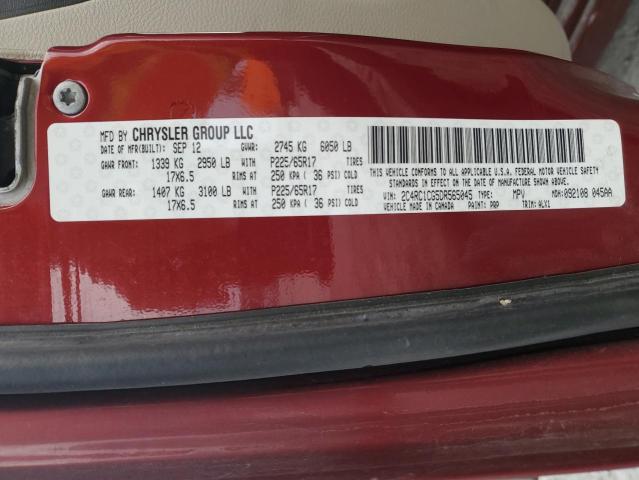 2C4RC1CG5DR565045 - 2013 CHRYSLER TOWN & COU TOURING L MAROON photo 13