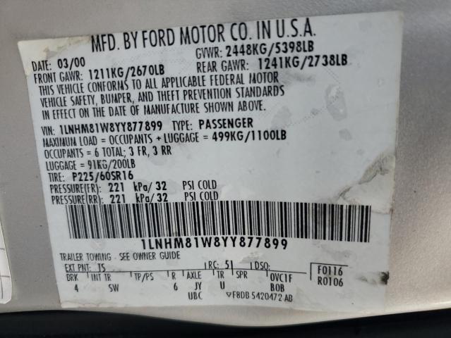 1LNHM81W8YY877899 - 2000 LINCOLN TOWN CAR EXECUTIVE SILVER photo 12