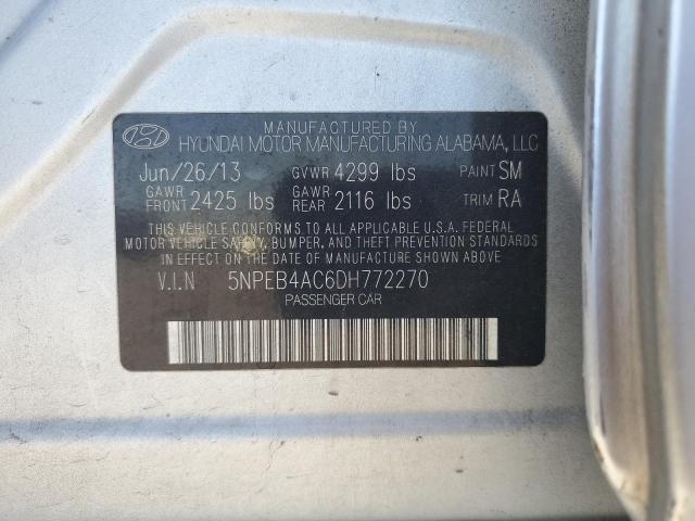 5NPEB4AC6DH772270 - 2013 HYUNDAI SONATA GLS SILVER photo 12