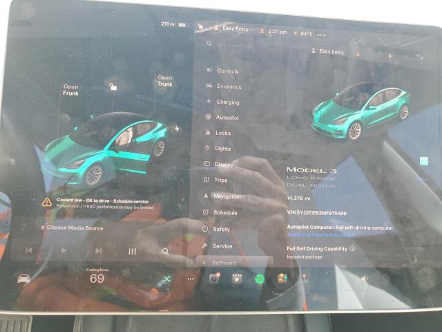 5YJ3E1EB2MF975489 - 2021 TESLA MODEL 3 თეთრი ფოტო 9