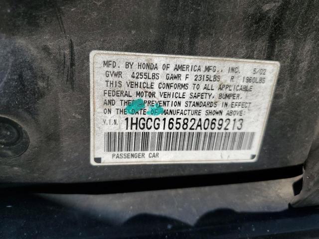 1HGCG16582A069213 - 2002 HONDA ACCORD EX BLACK photo 13