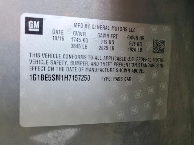 1G1BE5SM1H7157250 - 2017 CHEVROLET CRUZE LT GRAY photo 12