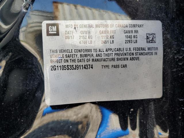 2G1105S35J9114374 - 2018 CHEVROLET IMPALA LT 黑色 照片 12