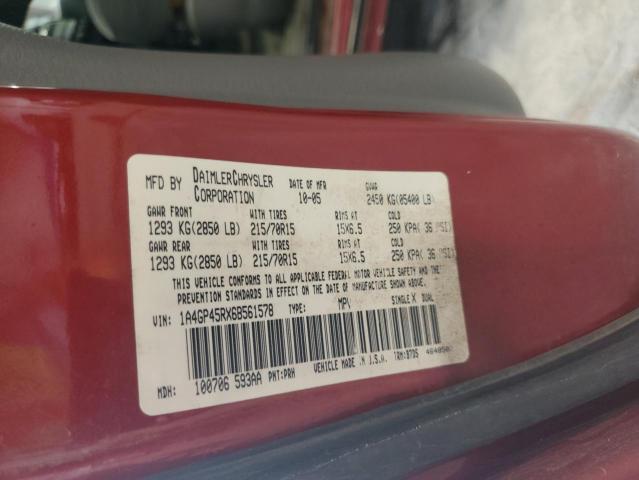 1A4GP45RX6B561578 - 2006 CHRYSLER TOWN & COU წითელი ფოტო 13