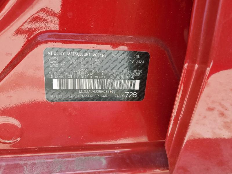ML32AUHJ2RH037417 - 2024 MITSUBISHI MIRAGE ES RED photo 12