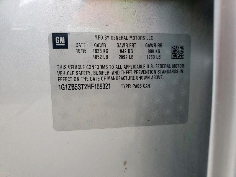 1G1ZB5ST2HF159321 - 2017 CHEVROLET MALIBU LS 银色 照片 12