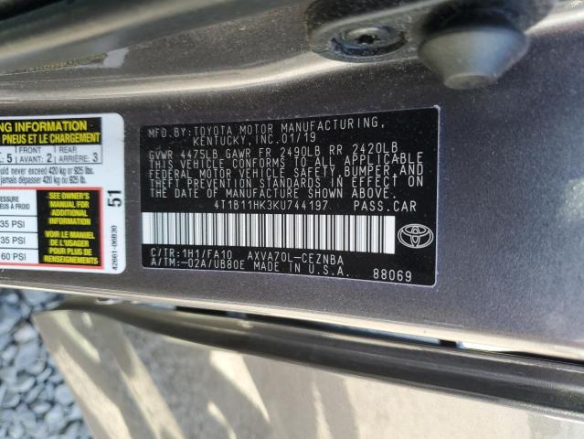 4T1B11HK3KU744197 - 2019 TOYOTA CAMRY L Graphit Foto 13
